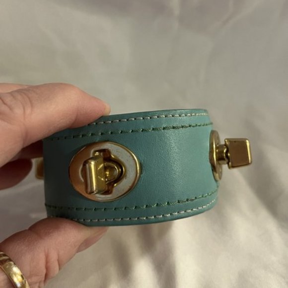 SALE. Coach Wide Leather Turnlock Bracelet - Picture 3 of 5
